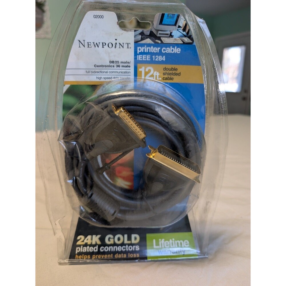 12 ft Printer Cable IEEE 1284 DB25 Male Centronics 36 Male 24K Gold Plated
